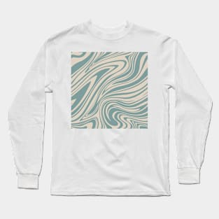 Groovy Swirling Liquid Pattern - Sand and Ocean Long Sleeve T-Shirt